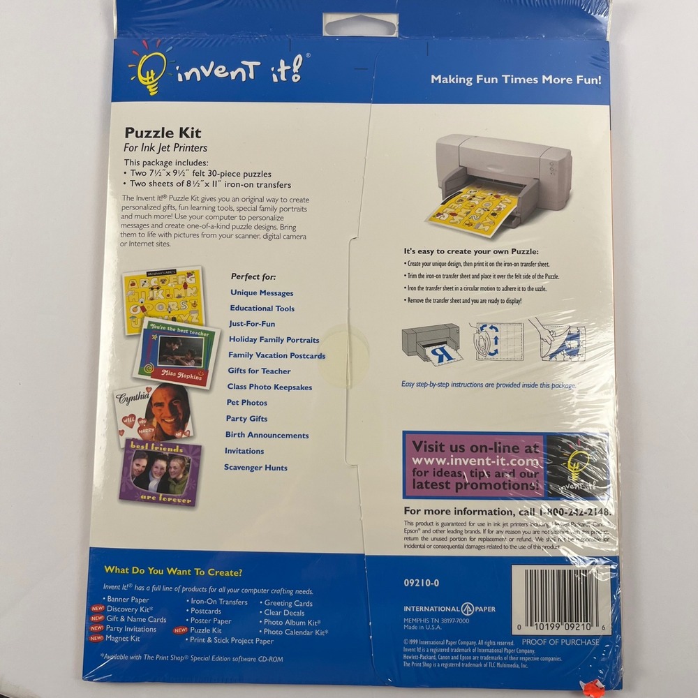 Invent It! DIY Puzzle Kit Vintage 1999 Inkjet Printer Custom Craft Set 09210-0 - Picture 2 of 5